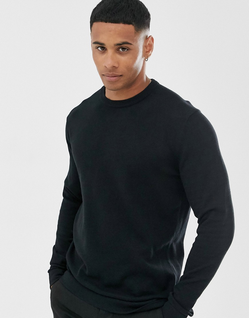 ONLY & SONS CREW NECK SWEATER IN BLACK,22015975