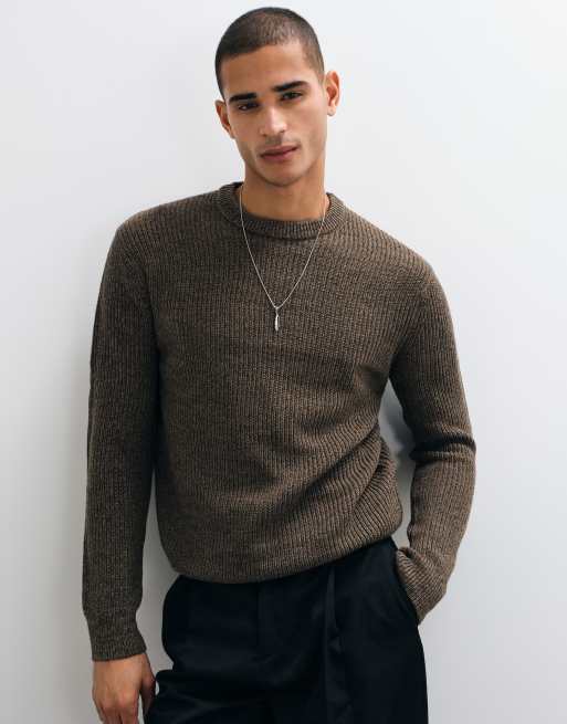 ONLY & SONS crew neck sweater in brown, 2 of 5