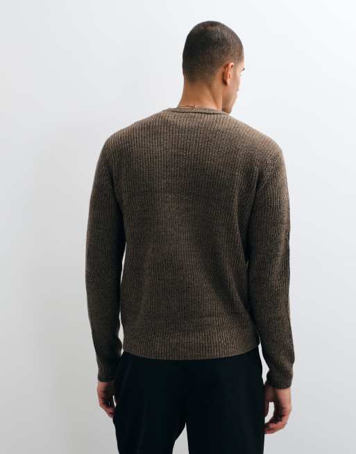 ONLY & SONS crew neck sweater in brown, 3 of 5