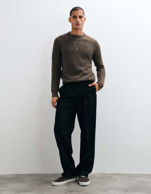 ONLY & SONS crew neck sweater in brown, 4 of 5
