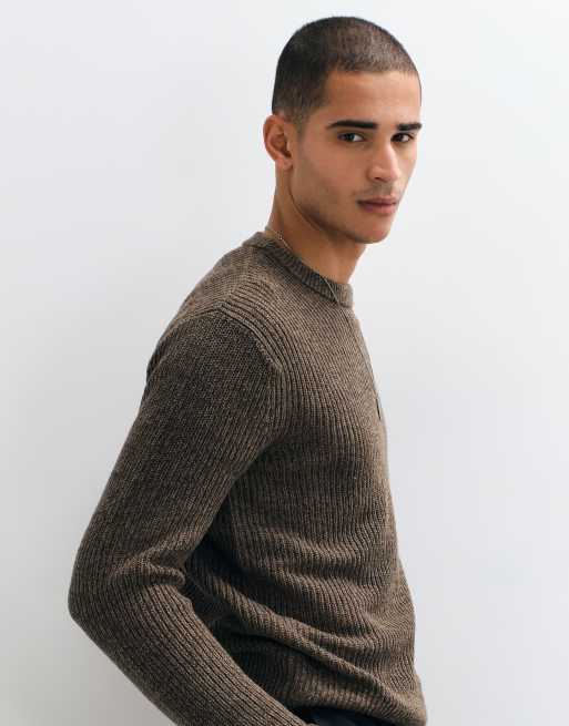 ONLY & SONS crew neck sweater in brown, 5 of 5