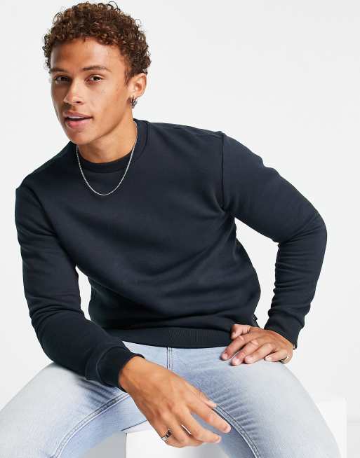 Only & Sons crew neck sweatshirt in dark navy  
