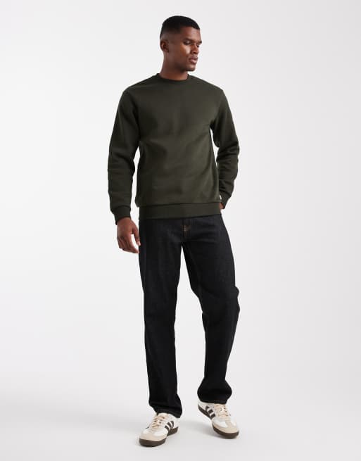 ONLY & SONS crew neck sweatshirt in khaki