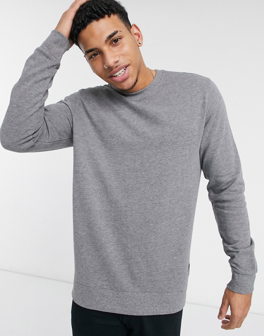 Only & Sons crew neck sweatshirt in light gray melange-Grey