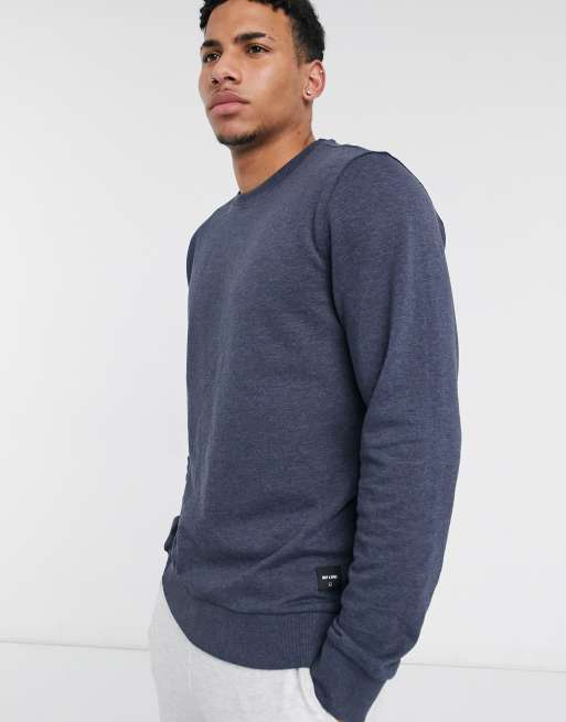 Only & Sons crew neck sweatshirt in navy blue | ASOS