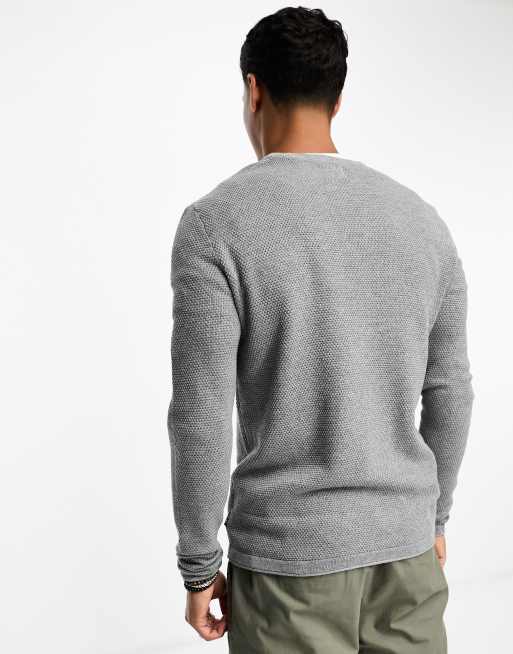 ONLY & SONS crew neck textured knit sweater in gray, 2 of 4