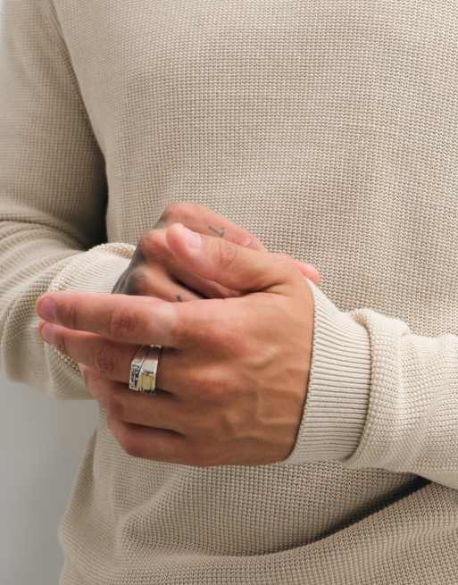 ONLY & SONS crew neck waffle knit jumper in beige, 3 of 5