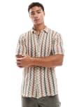 [ONLY & SONS] ONLY & SONS crochet shirt in beige and sage-Neutral S Oatmeal