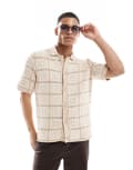 [ONLY & SONS] ONLY & SONS crochet shirt in beige-White S Silver Lining