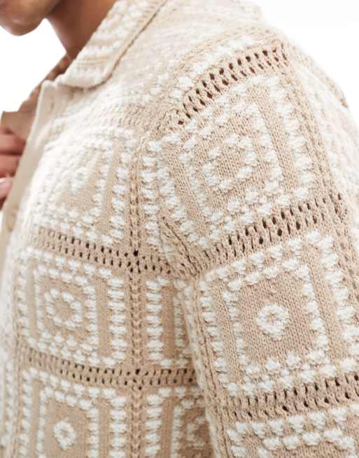 ONLY & SONS crochet shirt in beige