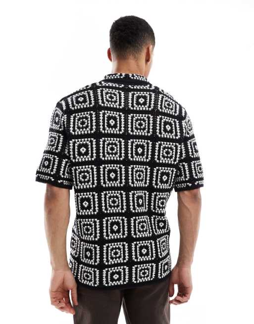 ONLY & SONS crochet shirt in black