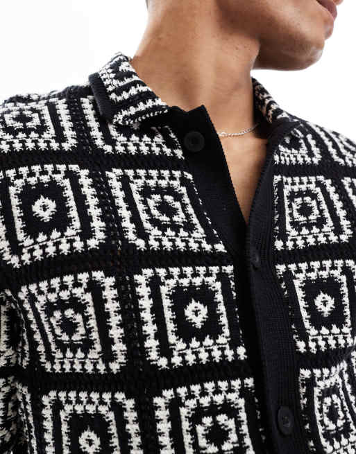 ONLY & SONS crochet shirt in black