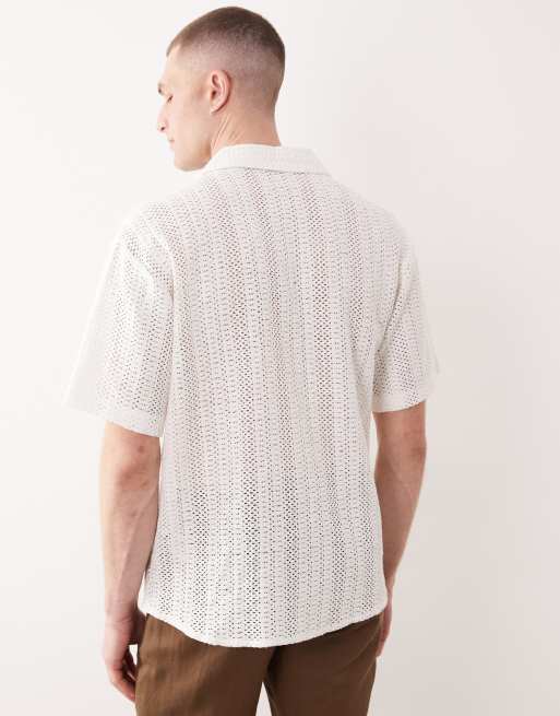 ONLY & SONS crochet shirt in cream, 2 of 5