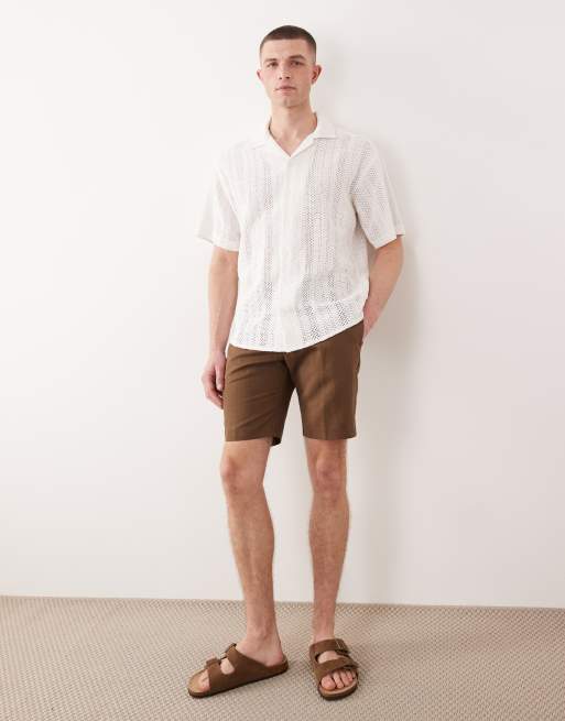 ONLY & SONS crochet shirt in cream, 3 of 5