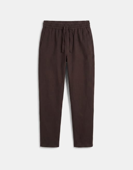 ONLY & SONS - Cropped broek van linnenmix in bruin, 6 van 9