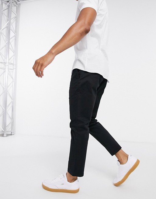 Only & Sons cropped chino slim fit black