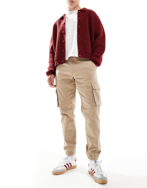 Only & Sons cuffed cargo pants in slim fit stone, 3 of 5