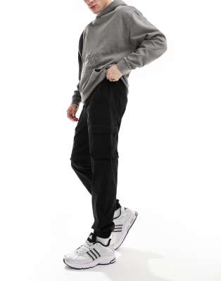 ONLY & SONS Only & Sons cuffed cargo trousers in black
