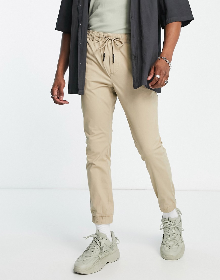 Only & Sons cuffed trouser in beige-Neutral
