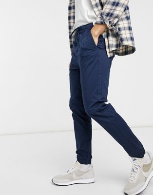 Only & Sons cuffed trouser in navy - ASOS Price Checker