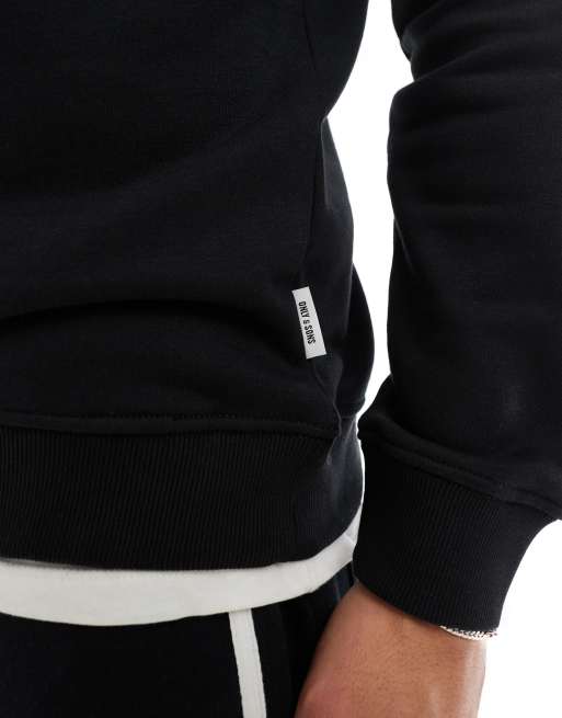 Only & Sons – Curated – Svart sweatshirt med hög krage och kvartslång dragkedja, 2 av 4