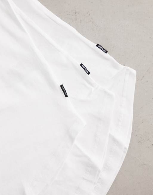 Only & Sons Curve - Confezione da 3 t-shirt con fondo arrotondato bianche, 2 di 4