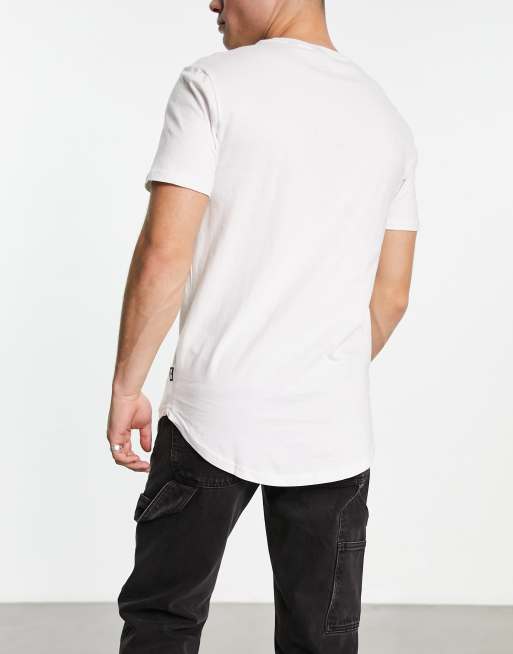 Only & Sons Curve - Confezione da 3 t-shirt con fondo arrotondato bianche, 4 di 4