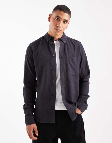 ONLY & SONS flannel shirt in black