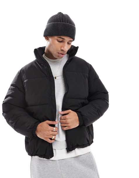 Only & Sons – Czarna pudełkowa kurtka ocieplana oversize - view 1
