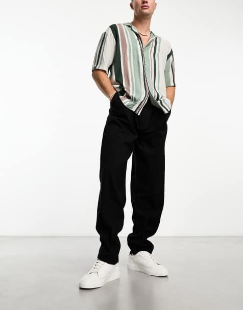 Only & Sons – Czarne luźne eleganckie spodnie z zakładkami - view 1