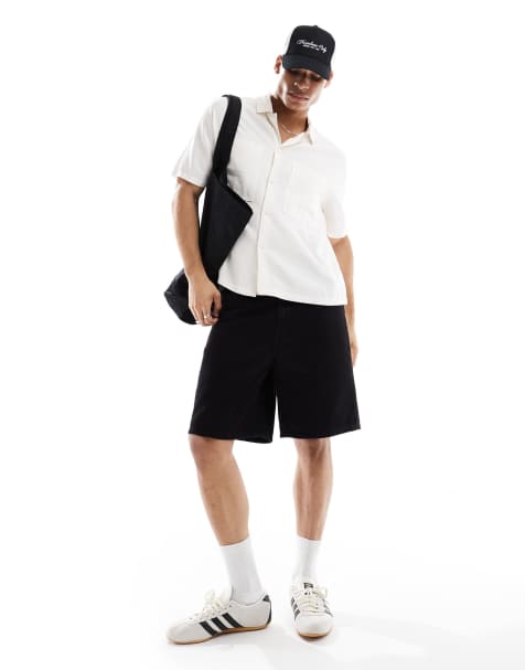 ONLY & SONS loose fit denim short in black