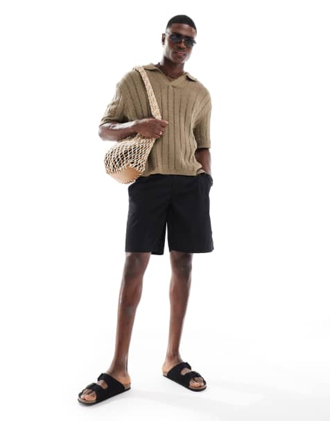 ONLY & SONS loose fit chino shorts in black