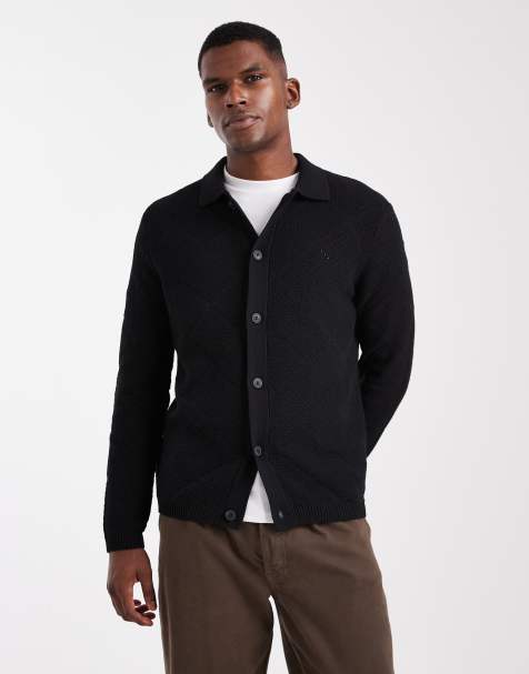 ONLY & SONS diamond textured cardigan in black