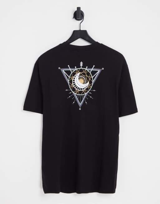 Only & Sons – Czarny T-shirt oversize z mistycznym nadrukiem na plecach