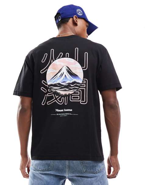 ONLY & SONS oversize t-shirt with mountain back print in black
