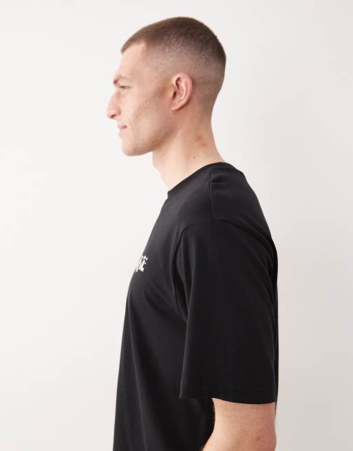 ONLY & SONS – Czarny T-shirt oversize z nadrukiem kwiatów z tyłu, 4 z 5