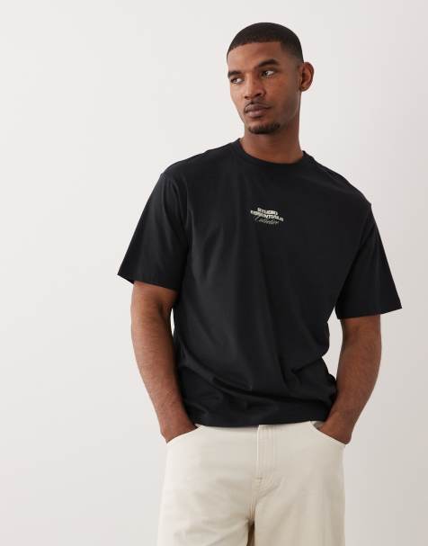ONLY & SONS – Czarny T-shirt oversize z nadrukiem „Studio Essentials” na plecach - view 1