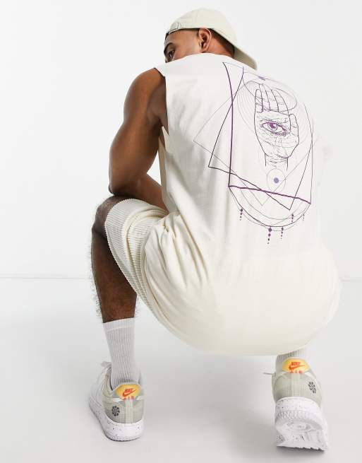 Only & Sons - Débardeur oversize avec imprimé main spirituelle dans le dos - Blanc, 4 de 4