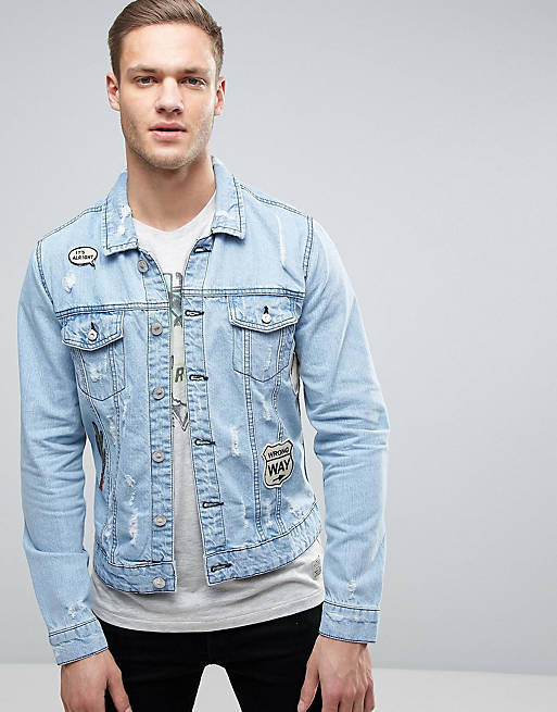 Only & Sons Denim Jacket with Patches | ASOS
