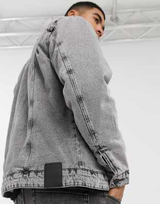 only teddy sleeve denim jacket