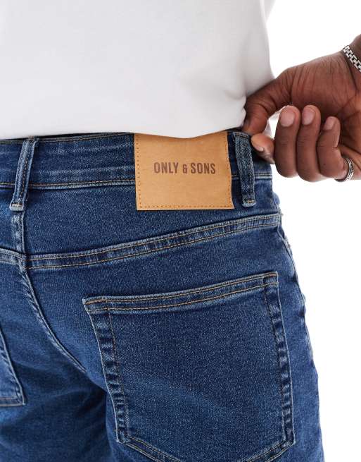 Only & Sons - Denim short in middenblauw, 5 van 5