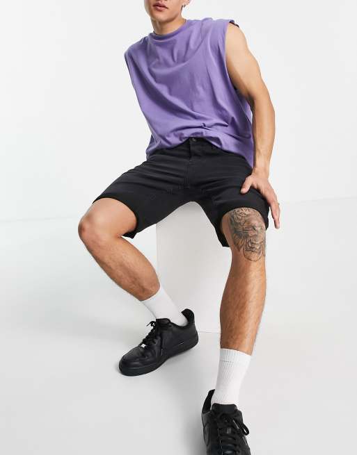 Only & Sons denim shorts in black, 4 of 4