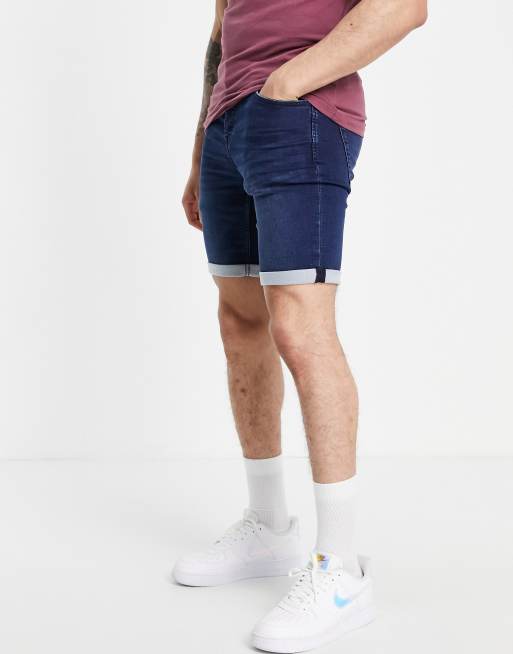 Only & Sons denim shorts in dark blue