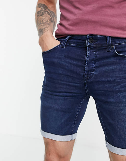Shorts Only & Sons denim shorts in dark blue 
