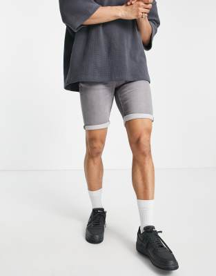 denim shorts in gray-Grey