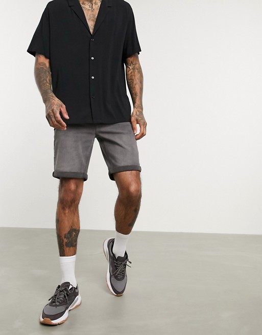 Only & Sons denim shorts in grey