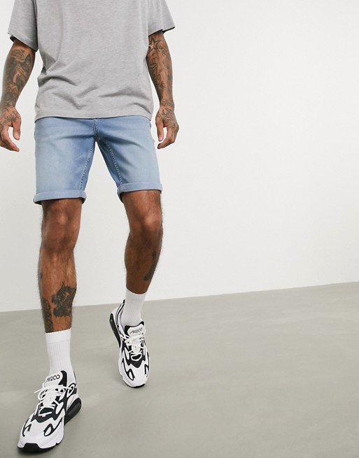 Only & Sons denim shorts in light blue