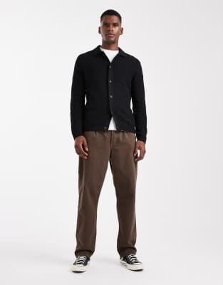 Only & Sons Diamond Textured Cardigan In Black