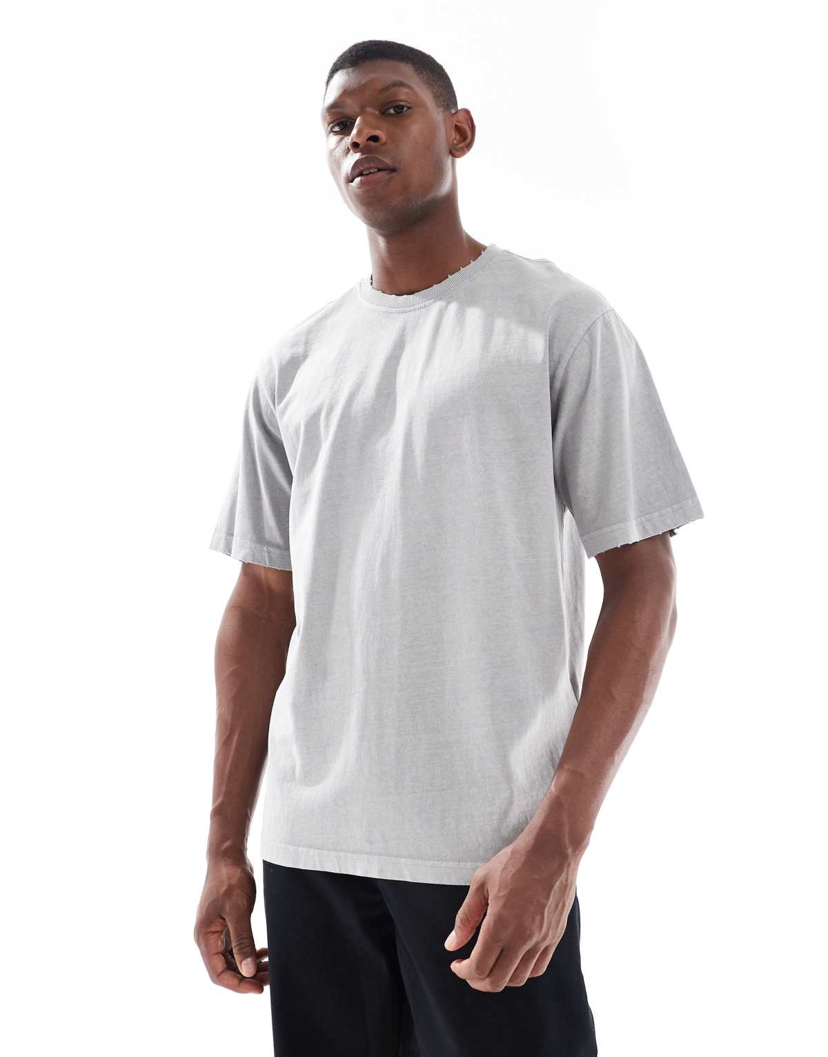 ONLY & SONS distressed t-shirt in grey