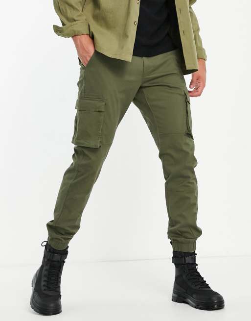 Only & Sons – Dopasowane spodnie bojówki w kolorze khaki ze ściągaczami, 4 z 4